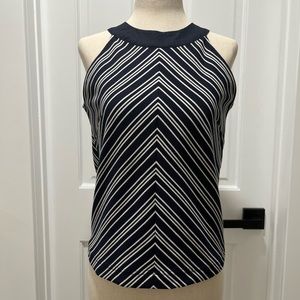 Dolan Anthropologie top with a bow in the back XS blue & white